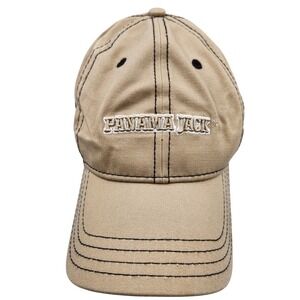 Panama Jack Tan Khaki Cotton Baseball Cap Hat Contrast Stitch Adjustable Strap